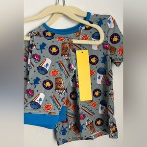 Wei Wei brand Dutch Bros short sleeve/ long pants pajamas size 3t 💙❤️💛
